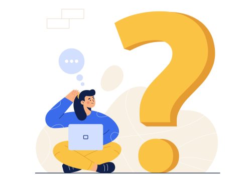 No idea, has questions, answers, search engines, internet, has answers, everything, confused, computers, laptops, people, career, occupation, happy, leisure, lifestyle, character, person, woman, female, pose, acting, posture, gesture, vector, illustration, flat, design, cartoon, clipart, drawin